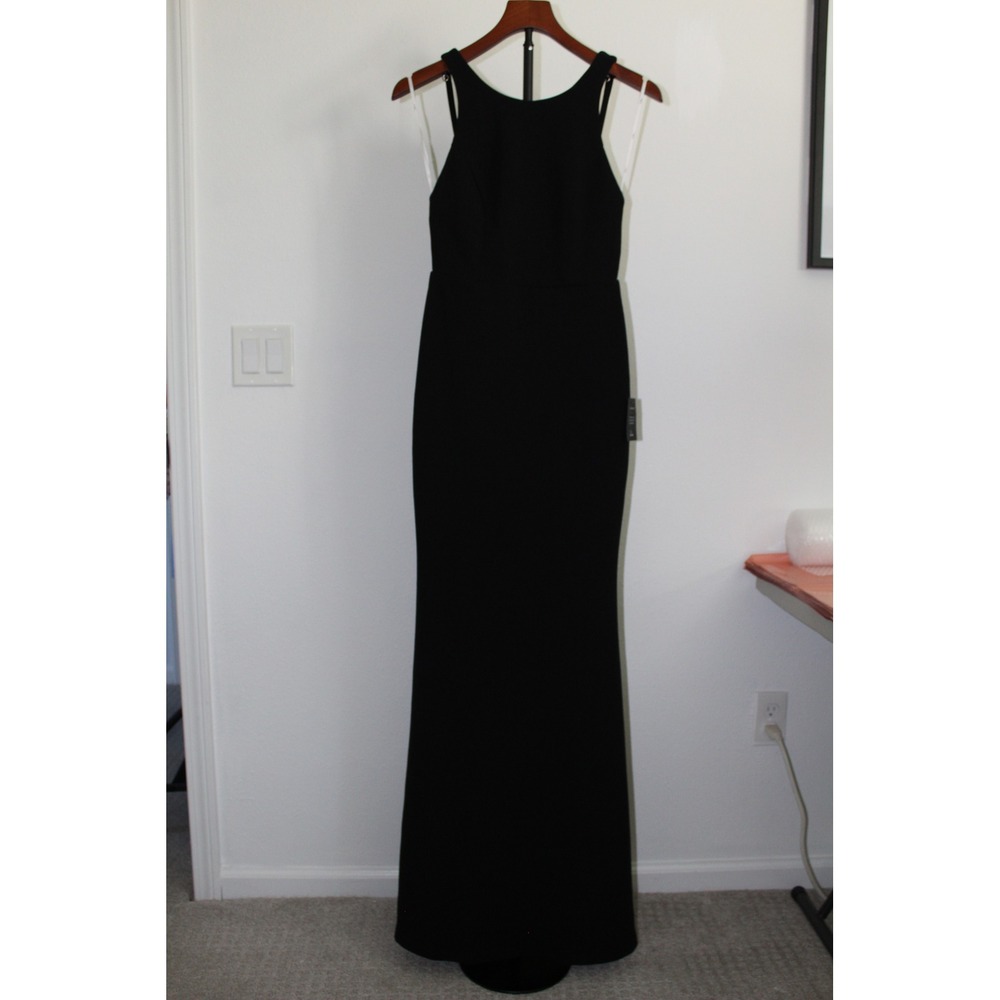 Lulus Black Sleeveless High Neck Strappy Back Maxi Dress Formal Gown Size XS NWT